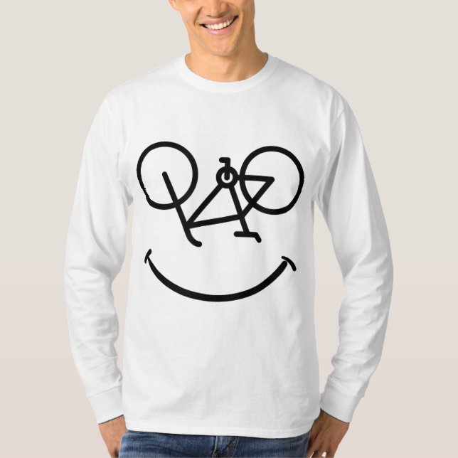 Camiseta Bicicleta Engraçado Sorri Põe Bicicleta Sorrindo C (Frente)