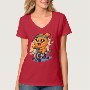Camiseta Bicicleta Ergométrica de Exercícios Laranja Fofo D