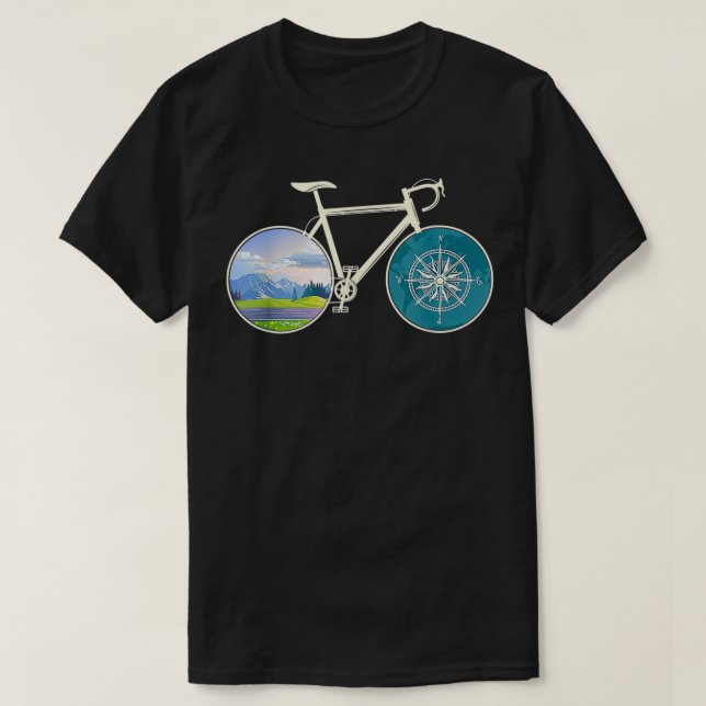 Camiseta Bicicleta Floresta Natureza Compass (Frente do Design)