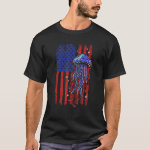 Camiseta Bicicleta Marinha de Bandeira dos EUA Ocean Animal