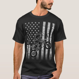 Camiseta Bicicleta Motocross Dirt com Bandeira Americana
