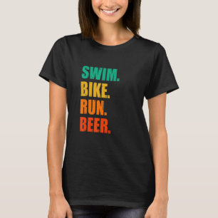 Camiseta Bicicleta natação Correndo Cerveja Nadando Triath