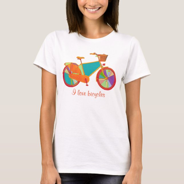 Camiseta bicicleta retrô a cores (Frente)