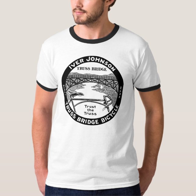 Camiseta Bicicleta retro da ponte de fardo de Iver Johnson (Frente)