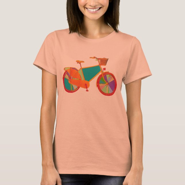 Camiseta bicicleta romântica colorida (Frente)