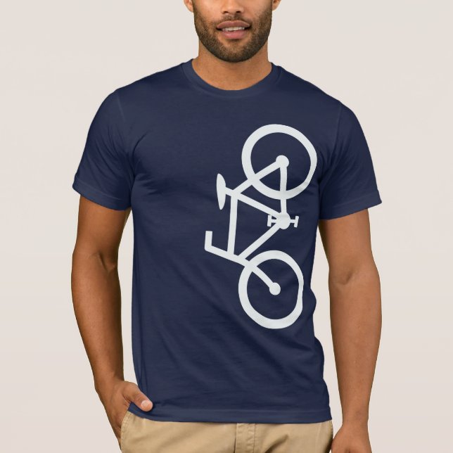 Camiseta Bicicleta, silhueta vertical, design branco (Frente)