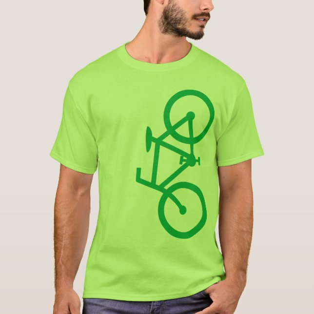 Camiseta Bicicleta, silhueta vertical, design verde (Frente)