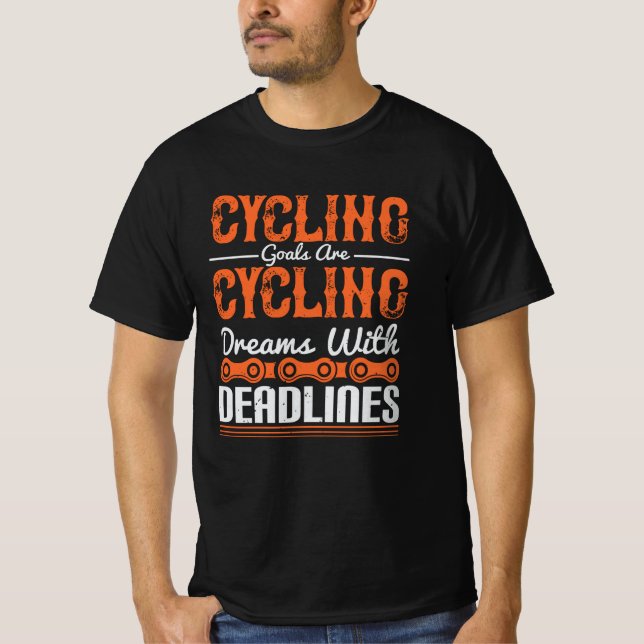 Camiseta Bicicleta - Sonhos de ciclismo com prazos (Frente)