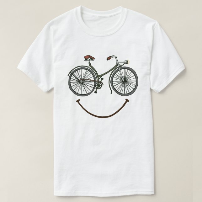 Camiseta Bicicleta Sorrindo Engraçado Pedaço do Ciclista (Frente do Design)