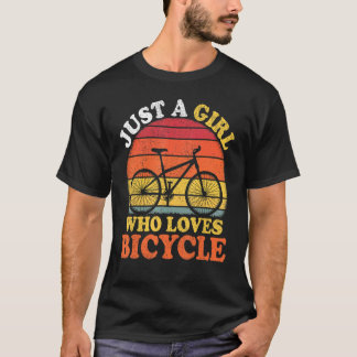 Camiseta Bicicleta Vintage Apenas Uma Menina Que Ama Bicicl