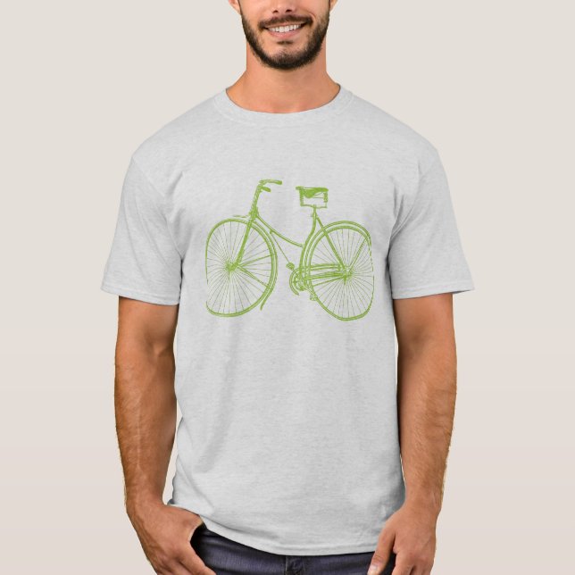 Camiseta Bicicleta Vintage - Verde marciano (Frente)