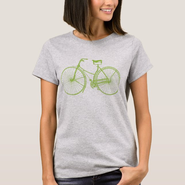 Camiseta Bicicleta Vintage - Verde marciano (Frente)