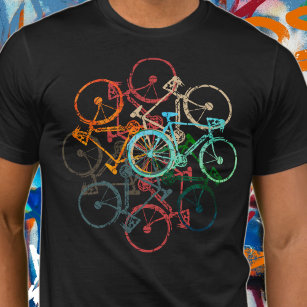 Camiseta Bicicletas a cores. Bicicleta/Preto