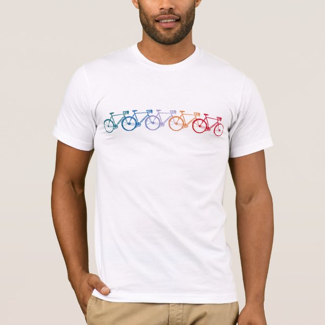 Camiseta Bicicletas a cores na linha legal (Frente)