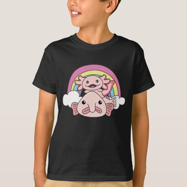 Camiseta Bicicletas Axolotl Cuecas Com Rainbow Kawaii (Frente)