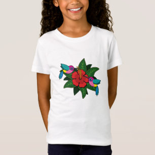 Camiseta Bicicletas bonitas em Hibiscus Flower Cartoon - W