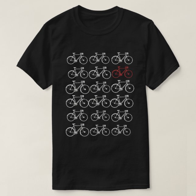 Camiseta bicicletas brancas em preto (Frente do Design)