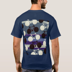 Camiseta bicicletas e listras preto e branco