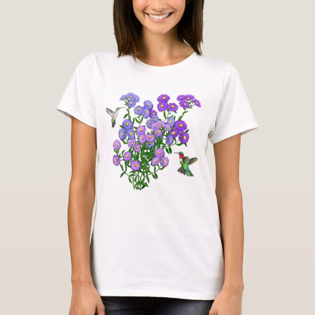 Camiseta Bicicletas em Flores Aster Senhoras Raglan Sweats (Frente)