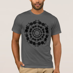 Camiseta bicicletas estilizadas a preto em círculos