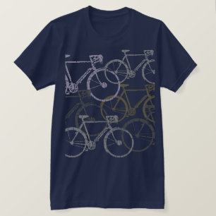 Camiseta Bicicletas Gráficas. Bicicletas Azuis