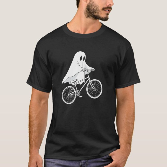 Camiseta Bicycle Ghost Rider Spooky Halloween Cyclist (Frente)