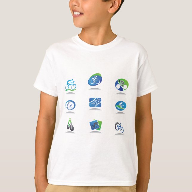 Camiseta Bicycle Racing Icons Blue and Green Sport (Frente)