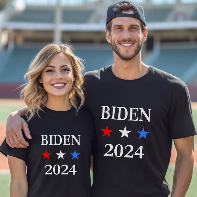 Camiseta Biden 2024 Presidente dos EUA Três Estrelas Patrió (Criador carregado)