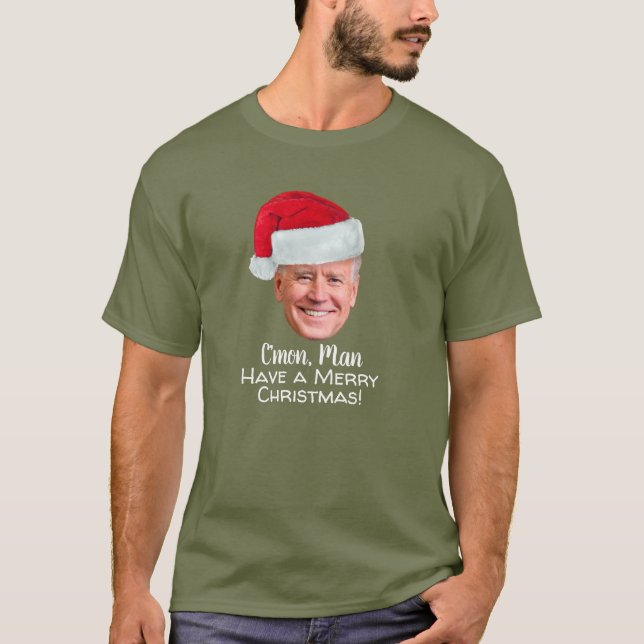 Camiseta Biden Harris 2020 - Joe Santa Hat - Homem Comum (Frente)