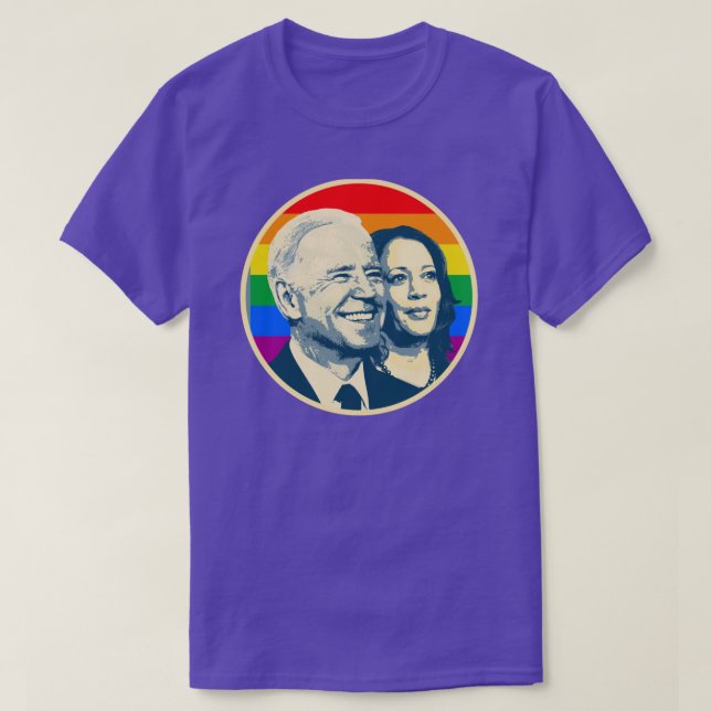 Camiseta Biden Harris Rainbow Pride (Frente do Design)