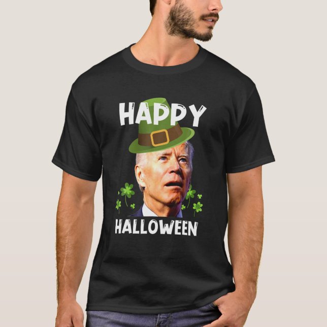 Camiseta Biden Leprechaun Confuse Dia de São Patrício Happy (Frente)