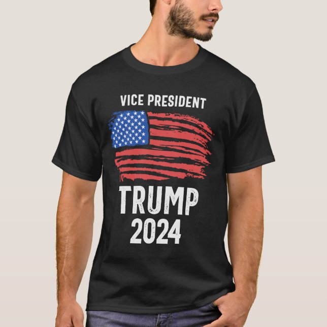 Camiseta Biden Meme Trump Vice-Presidente 2024 Homens Mulhe (Frente)