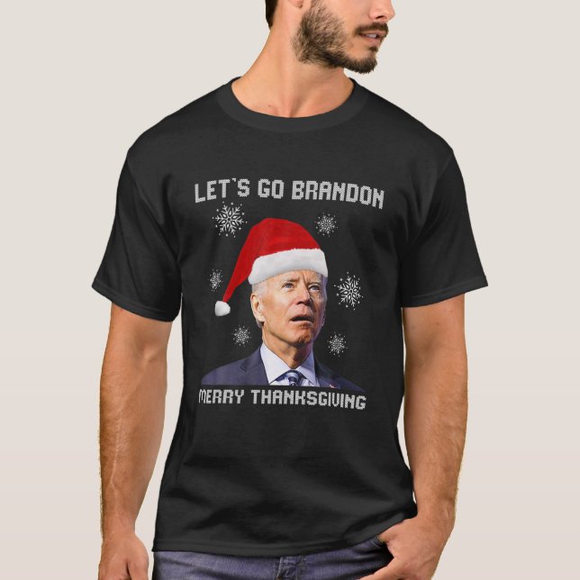 Camiseta Biden Papais noeis Feliz Ação de Graças Vamos Bran (Frente)