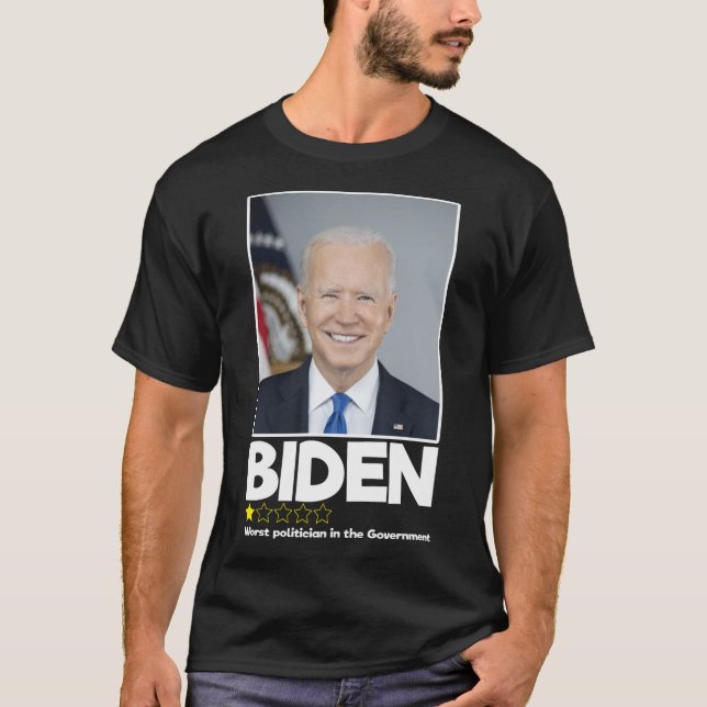 Camiseta Biden Pior Político Na Estrela Do Governo 1 (Frente)