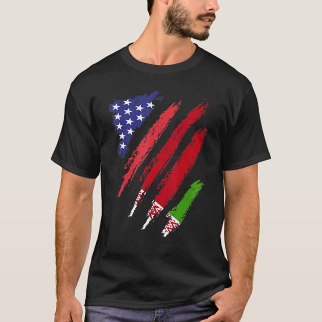Camiseta Bielorrússia American Grown Flag USA Patriot Herit (Frente)