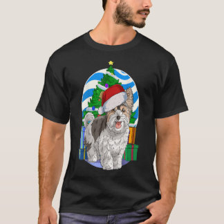 Camiseta Biewer Terrier Dog Papais noeis na árvore de natal