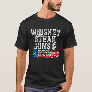 Camiseta Bife De Whiskey Armas Liberdade Bandeira EUA Ameri