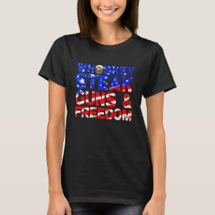 Camiseta Bife De Whisky Armas E Liberdade Bandeira Retrô Do