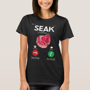 Camiseta Bife Está Chamando Carne de Bife Crua Comida Carne