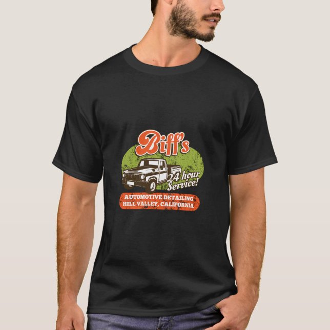 Camiseta Biff'S Auto Detail Hill Valley California (Frente)