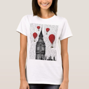 Camiseta Big Ben e Red Hot Air Balloons