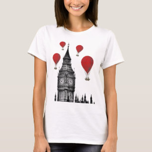 Camiseta Big Ben e Red Hot Air Balloons 2