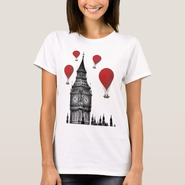 Camiseta Big Ben e Red Hot Air Balloons 2 (Frente)