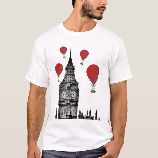 Camiseta Big Ben e Red Hot Air Balloons 2 (Frente)