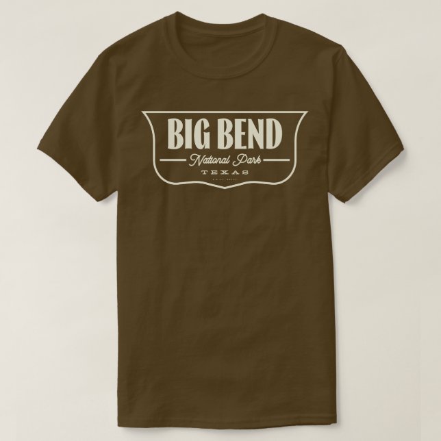 Camiseta Big Bend National Park Shield Tan (Frente do Design)