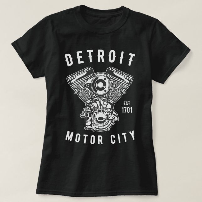 Camiseta Big Block Motor City Michigan Detroit Car Lover Ho (Frente do Design)