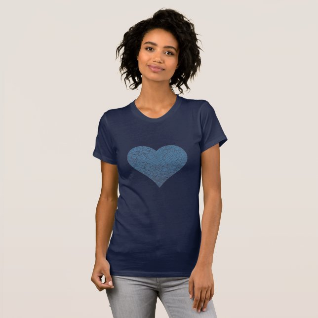 Camiseta Big Blue Patterned Heart (Frente Completa)