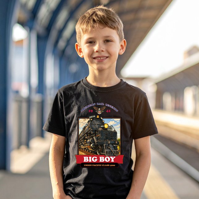 Camiseta Big Boy 4014 Steam Locomotive Vintage Illustration (Big Boy 4014 Steam Locomotive Vintage Illustration. Boy Basic Black T-Shirt)