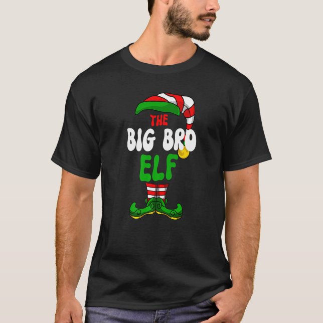 Camiseta Big Bro Elf Pajama Correspondente Grupo de Natal H (Frente)