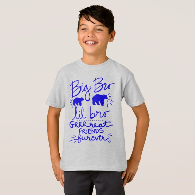Camiseta Big Bro Lil Bro Correspondente Urso Presente T-Shi (Frente Completa)